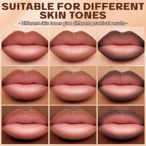 3 Colors 2 in 1 Lip Liner Set, Matte Nude Dark Brown Red Lip Liner Plumping Smooth Creamy Lip Pencil, High Pigmented Long lasting Light Brown Lipstick Makeup, 02+04+06