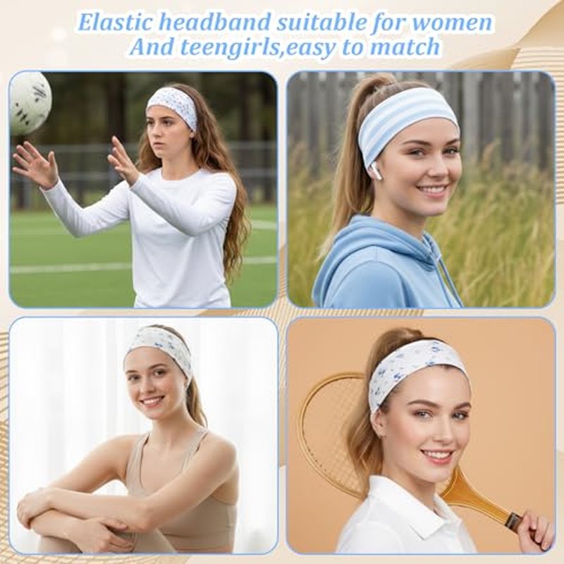 8-Pack Floral Headbands for Women - Soft Non-Slip Hairbands