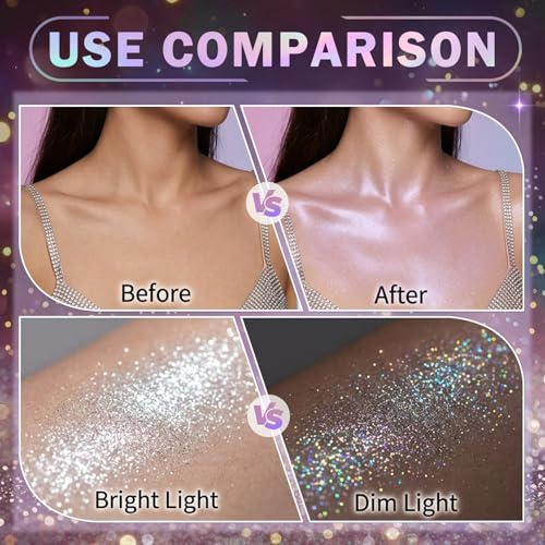 ZHISHUDL Rainbow Silver Body & Hair Glitter Spray 150ML Holographic Sparkle