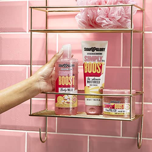 Soap & Glory Simply The Boost Exfoliating Body Scrub - Smoothing & Buffing Body Scrub - Body Polish with Vitamin B5, Vitamin C, & Vitamin E (300ml)