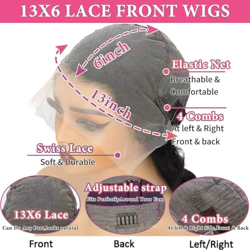 13x6 Lace Front Wig Human Hair Body Wave 200% Density