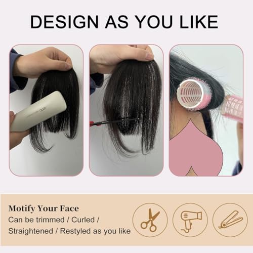 Clip In Bangs Real Human Hair - Jet Black Wispy Fringe