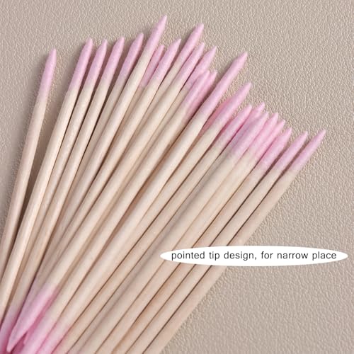 Pink Double-Head Pointed Cotton Swabs - Precision Nail & Makeup Cleaning, 200pcs