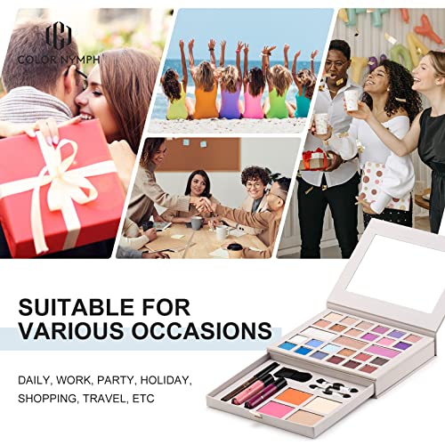 Color Nymph Makeup Kit for Women Full Kit Makeup Gift Set All in One Makeup Kit with 24 Colors of Eyeshadow, Makeup Brushes, Lip Glosses, Eyeliner Pencil, Mirror