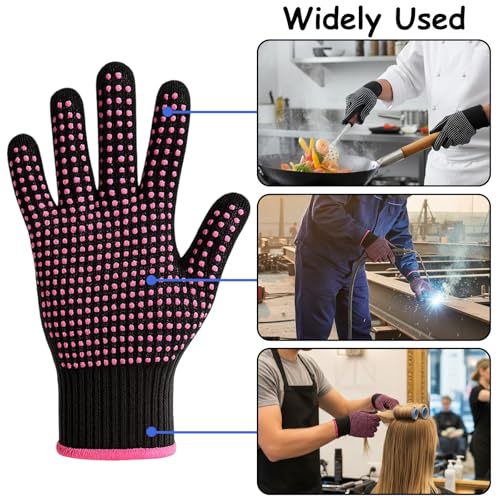 Heat Resistant Gloves for Hair Styling, 4 Pack