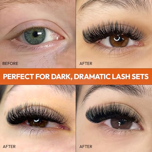 Eyesy Lash 448 Narrow Promade Fans - 10D 0.07mm Thickness D Curl 9-15mm Mixed Lengths - Mega Volume Eyelash Extension Long Stem Narrow Premade Lash Fans Fluffy Pre Made Eyelash Extension Trays