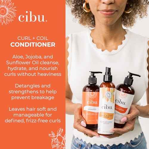 CIBU Curl + Coil Conditioner 30076 Cleanses, Hydrates, Nourishes, Revitalizes, Detangles & Preserves Natural Curl + Coil for Frizz-Free Manageable Hair | Sulfate-Free & Gentle for Daily Use 1 Liter