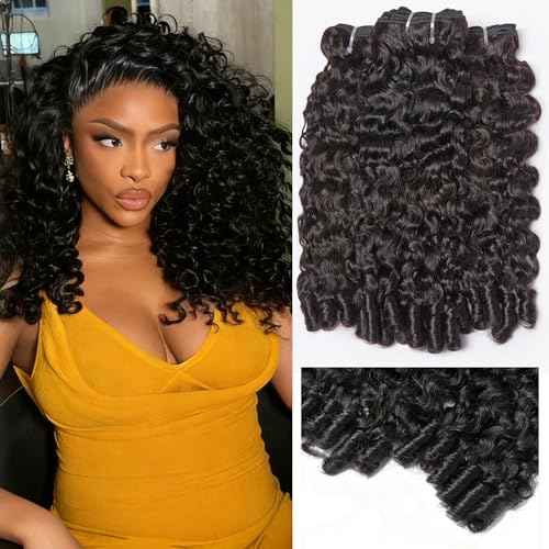 Burmese Curly Bundles Human Hair 20 22 24 Inch 3 bundies 100% Unprocessed Quick Weave 3C4A Water Wave with Spiral Curly End Real Human Hair Extensions for Woman Natural Black