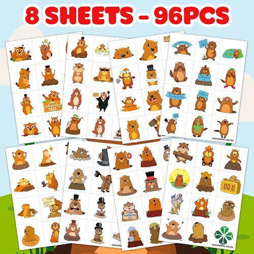 Groundhog Day Temporary Tattoos - 96PCS Party Favors