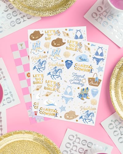 Coastal Cowgirl Bachelorette Temporary Tattoos - 54 Gold Foil