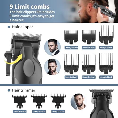 KEMEI Professional Cordless Hair Clippers & Beard Trimmer Set with Foil Shaver