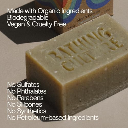 Bathing Culture, Natural Organic Soap Bar for Body, Exfoliating Bar Soap, Infused with Chlorella, Comfrey Root & Aloe, Natural, Biodegradable, Vegan Personal Care, 4.58 oz, 127 g
