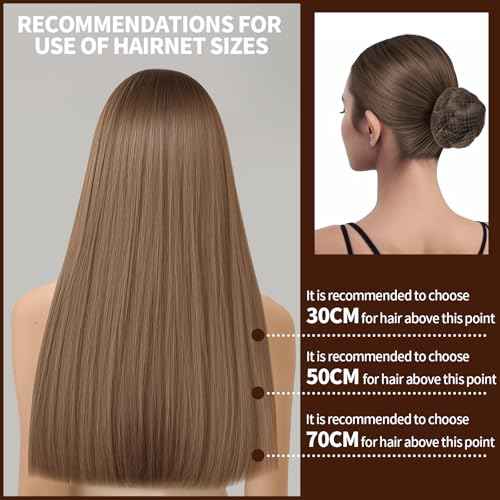 Teenitor Hair Nets For Buns, 3 Sizes Hair Bun Nets For Ballet Girls(12, 20, 28 Inch), 80pcs U Shape Bobby Pins and 40pcs Hairnets For Dance Buns Maker, Tan Brown