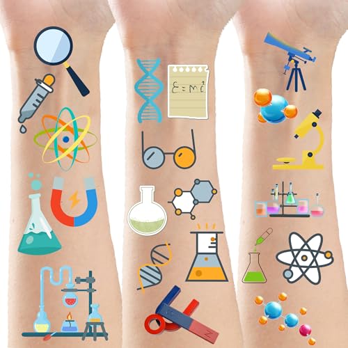 370 Pcs Science Party Temporary Tattoos Stickers Future Mad Scientist natural science Arts Birthday Party Favors Decorations Tattoo