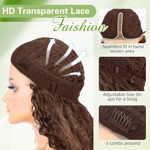 Chraylend Hazelnut Latte Synthetic Lace Front Wig - 30 Inches Kinky Curly HD Transparent Part for Women