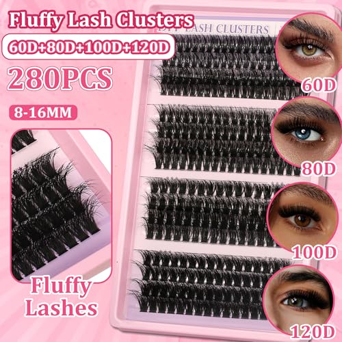 280Pcs Wispy Lash Clusters Kit - DIY Eyelash Extensions with Tools