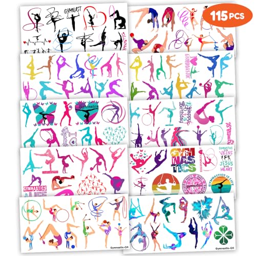 115 PCS Gymnastics Temporary Tattoos – Party Favors