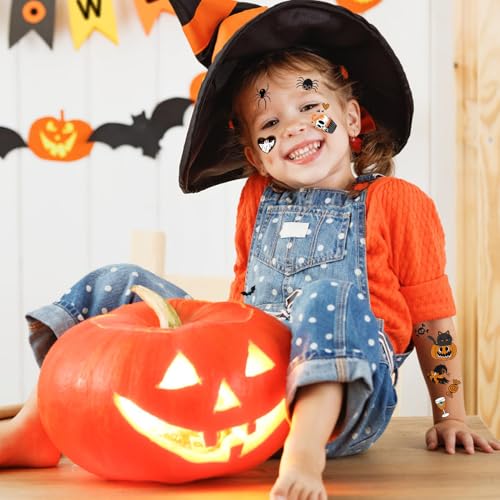 Halloween Temporary Tattoos for Kids - 10 Sheets 150+ Designs