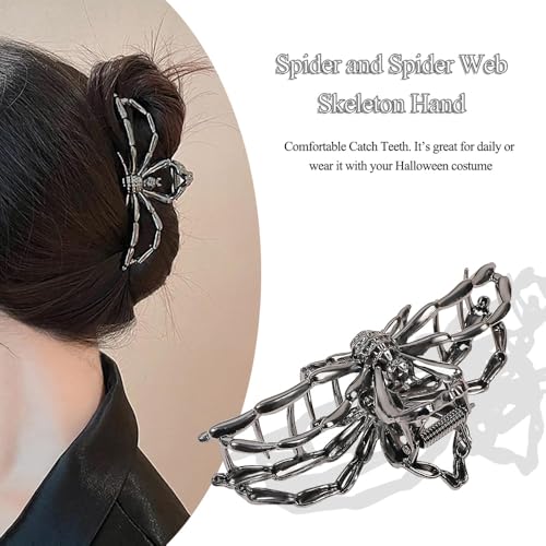 Spider Web Skeleton Hair Claw Clips - Set of 3
