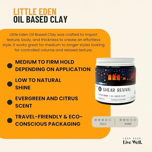 Shear Revival Little Eden Oil Based Clay - Medium Hold, Natural Finish