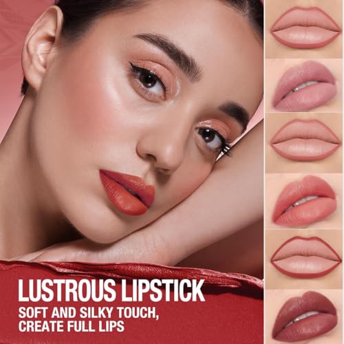 Nude Brown Lip Liner Lipstick for Women, Waterproof Long Lasting Lip Liner Pencil Lip Stick Set, Lip Kit With Lipliner Lipstick, Smudgeproof Lip pencil Lip Crayon 02#