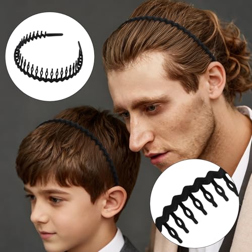 10 Pack Black Matte Zigzag Non-Slip Headbands for Women & Men