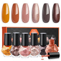 Modelones Fall Nail Polish Set with 6 Colors - Orange Brown Variation