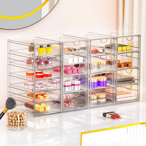 Acrylic Makeup Organizer with 19 Drawers - 4 Pack Storage