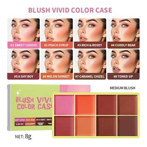 8-Color Cream Blush Palette - Waterproof, Buildable