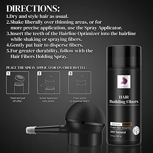 Hair Building Fibers for Thinning Hair - 3-in-1 Kit