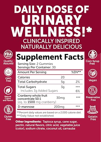 Cranberry & D-Mannose Gummies for Women | 1500mg Extract