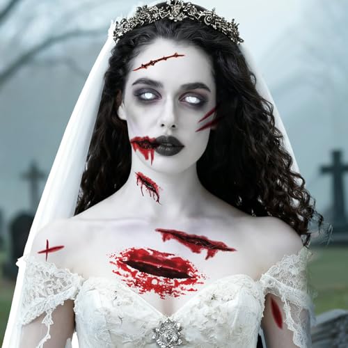 Halloween Face Tattoos – 30 Sheets Realistic Scars & Wounds