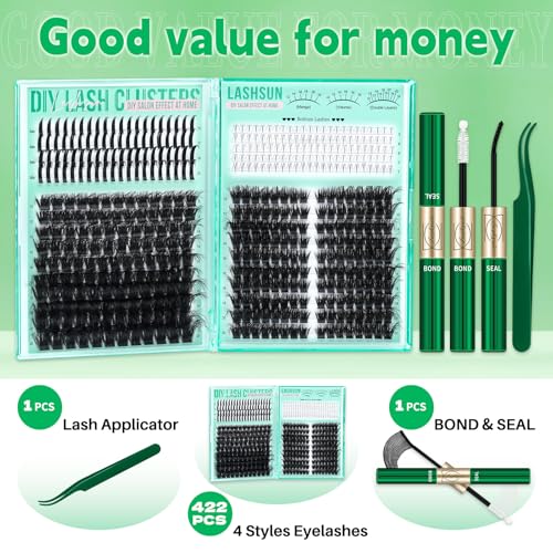 Lash Clusters Kit DIY Eyelash Extensions 12-20mm with Bond & Tweezers