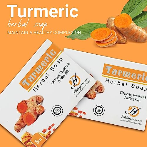 HERBOGANIC Turmeric Herbal Soap | Herbal Bar Soap with Benefits of Turmeric | Nourishes Skin | For Healthy, Radiant Skin | All Natural Bar Soap for Men and Women | 5 oz Bar (Pack of 3)……