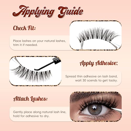 VYRILA Wispy False Eyelashes 14mm with Clear Band - 5 Pack