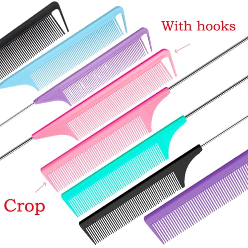 8-Piece Hairdressing Steel Comb Set with Fine Teeth & Color Options