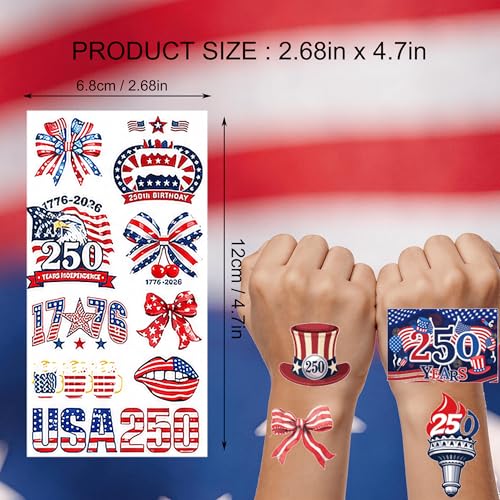 4th of July Temporary Tattoos - 250 Waterproof Designs