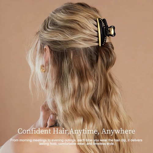 Lovime Large Black Hair Claw Clip - Secure Hold for Women, 3 Inch