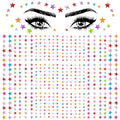 OIIKI 6 Sheets Colorful Star Face Gems Stickers, Eye Rhinestones Makeup Stickers, Women Makeup Jewels, Rave Accessories for Parties, Festival, Daily Use (1sheet/88pcs)