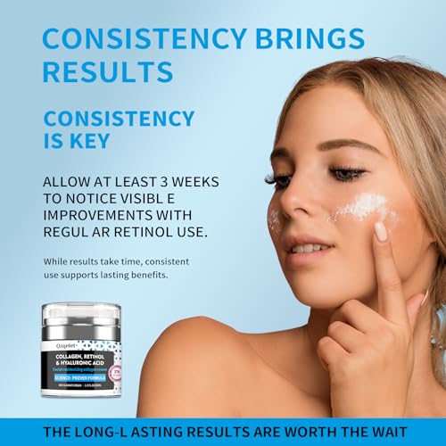 Face Cream Collagen, Retinol & Hyaluronic Acid Cream, 1.7 fl.oz Anti-Aging Facial Moisturizer, Daily Moisturizer Face Lotion for All Skin Tapes, Women and Men