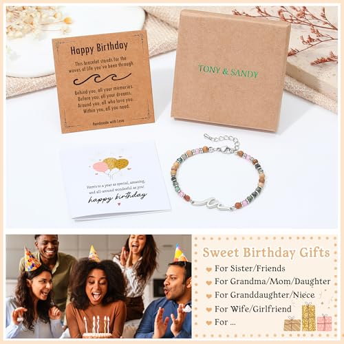 Happy Birthday Wave Bracelet for Women - Friendship Gift from Sister