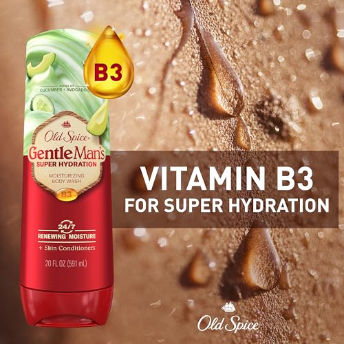 Old Spice Super Hydration Body Wash GentleMan¡¯s Blend Cucumber + Avocado Oil for Deep Cleaning and 24/7 Renewing Moisture // Comfort dry skin even after rinsing, 20 oz (Pack of 4)
