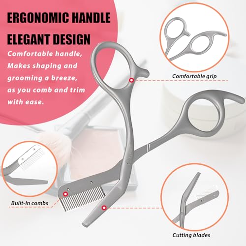 Eyebrow Trimming Scissors with Comb - Stainless Steel
