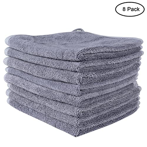 Microfiber Facial Cloths (Facial Towels), 8 Pack (12 x 12 inch), Super Absorbent, Quick Drying Fast, Soft, Eco-Friendly, for Facial Wash Cleansing, Make-up Removal, Baby and Travel (Grey)