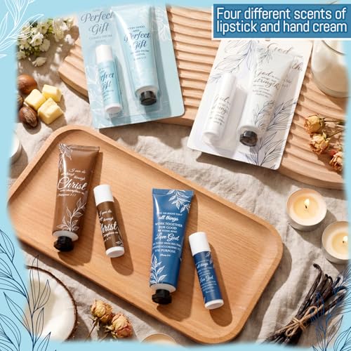 Leelosp Christian Religious Gifts for Women - God Says You Are - Mini Hand Cream and Lip Balm Birthday Gift for Women Sister Friend Daughter Mom Grandma Female Coworker (Bright Color,24 Packs)