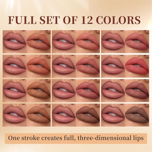 12 Colors Waterproof Lip Liner Pencil Set