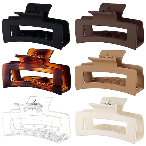 Sisiaipu Medium Hair Claw Clips 6-Pack, 3.5 Inch Non-Slip Hair Accessories for Women & Girls