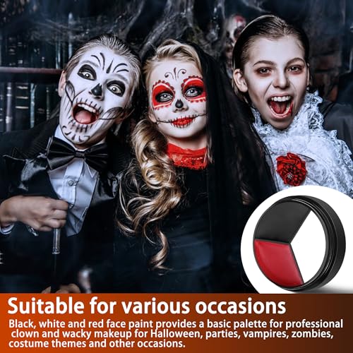 3-Color Clown Face Paint Kit with Brushes & Sponges
