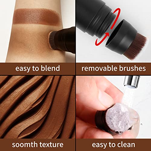 Contour Highlighter Makeup Stick, DE¡¯LANCI 2 PCS Cream Contour Highlighter Sticks with Brush, New Updated Moisturize Highlighter and Bronzer Stick, Face Contour Concealer Makeup For Girls Beginners#1