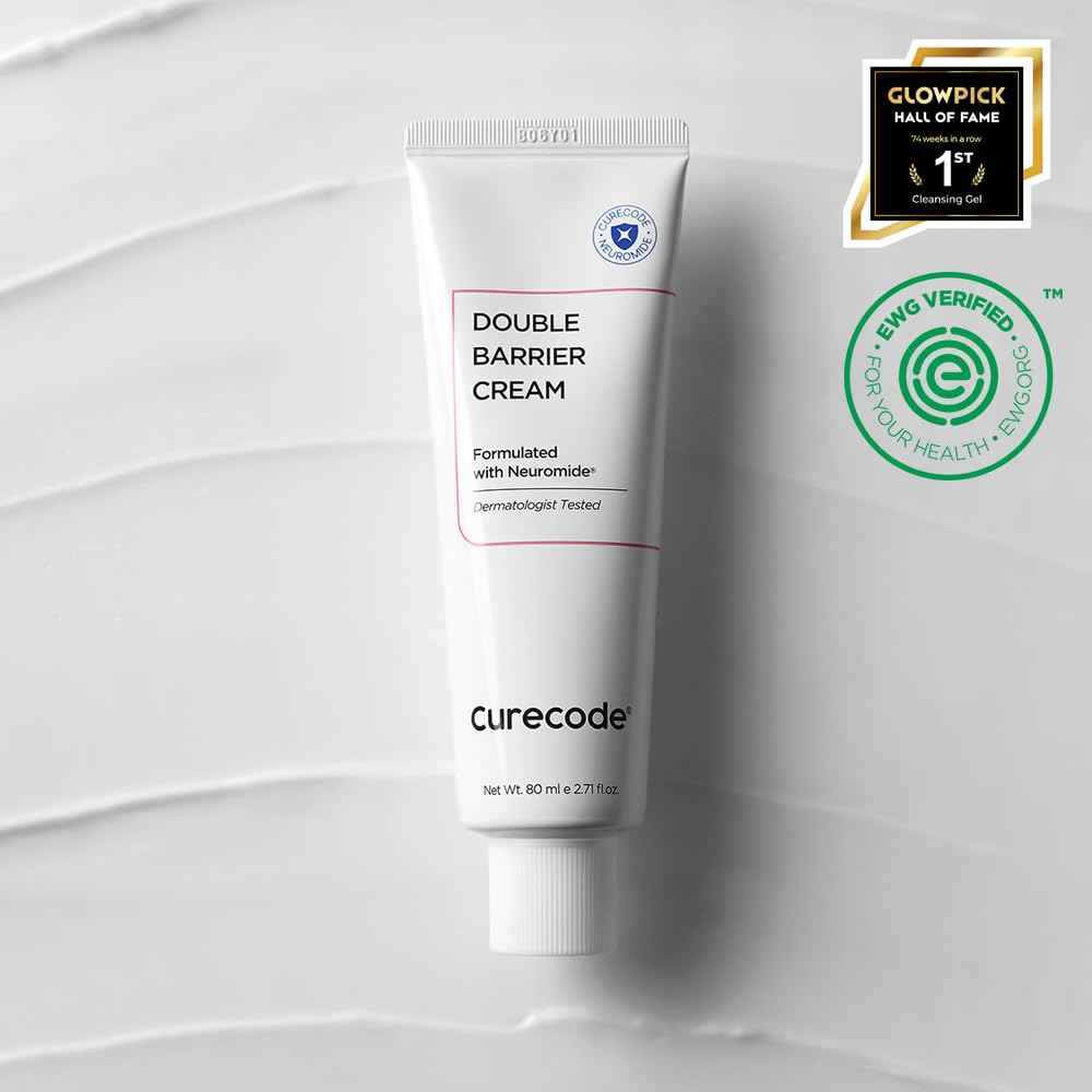 CURECODE Double Barrier Cream 80ml (2.71 Fl Oz) Korean Skin-Biome Science with Neuromide, Encourages Ceramide, Soothes Sensitive & Dry Skin, Strengthen and Repair Skin Barrier EWG verified